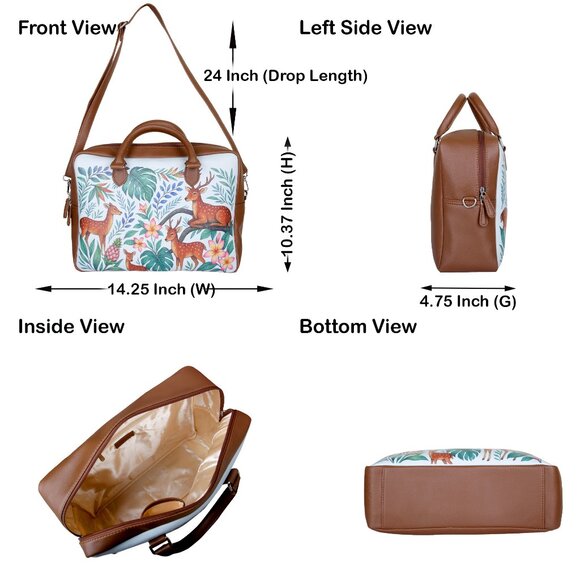 Printed Leather Buisness Top Handle Crossbody Bag for Women for Work, Daily Use - Picture 3 of 10